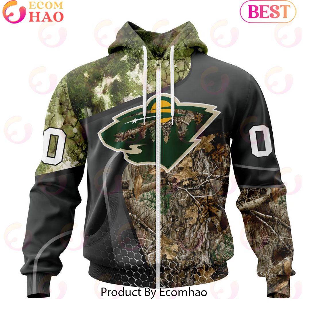 Personalized NHL Minnesota Wild Special Hunting Camo Design Full Printed Hoodie