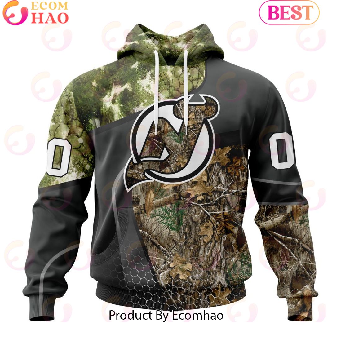 Personalized NHL New Jersey Devils Special Hunting Camo Design Full Printed Hoodie