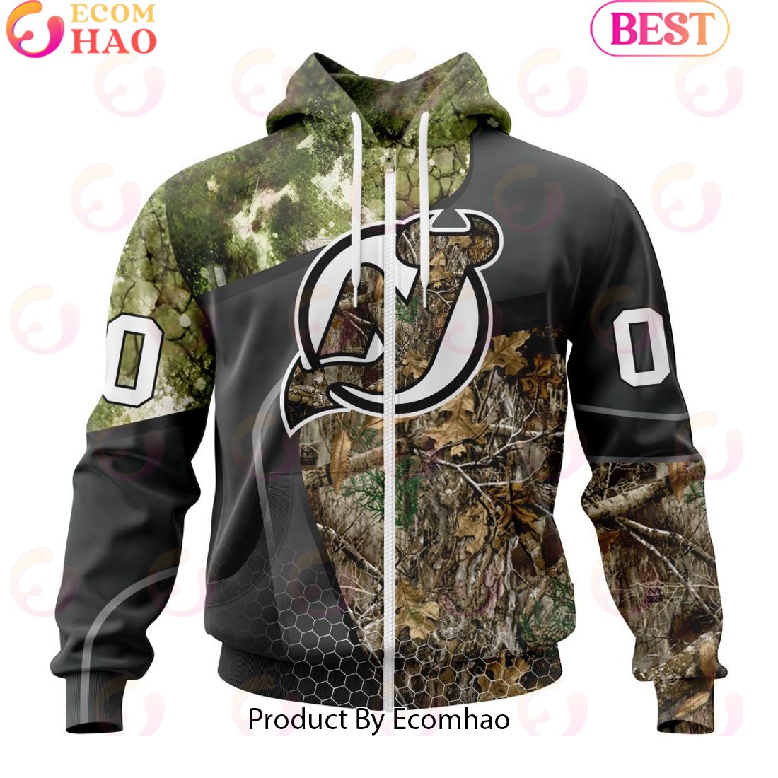 Personalized NHL New Jersey Devils Special Hunting Camo Design Full Printed Hoodie