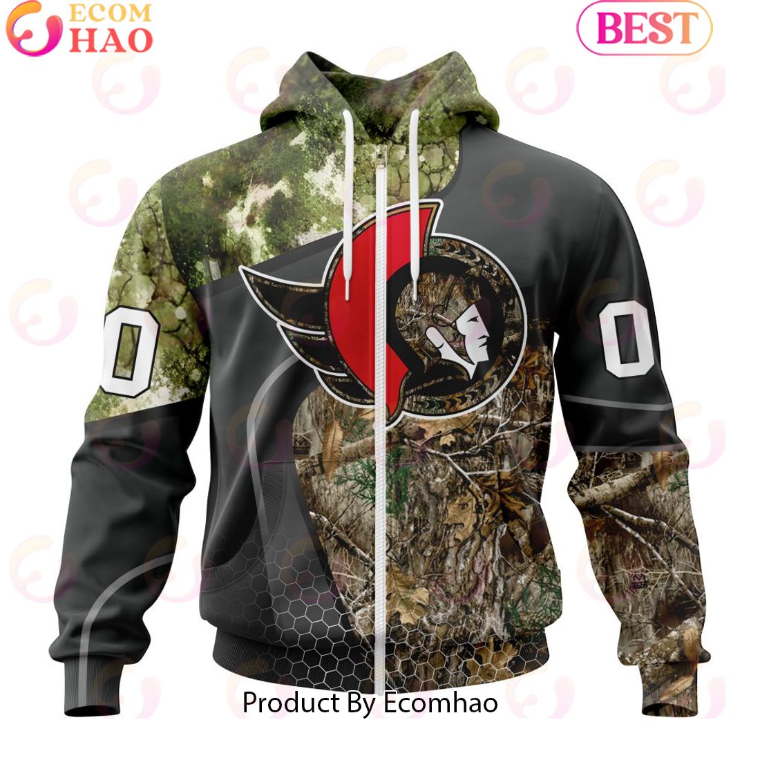 Personalized NHL Ottawa Senators Special Hunting Camo Design Full Printed Hoodie