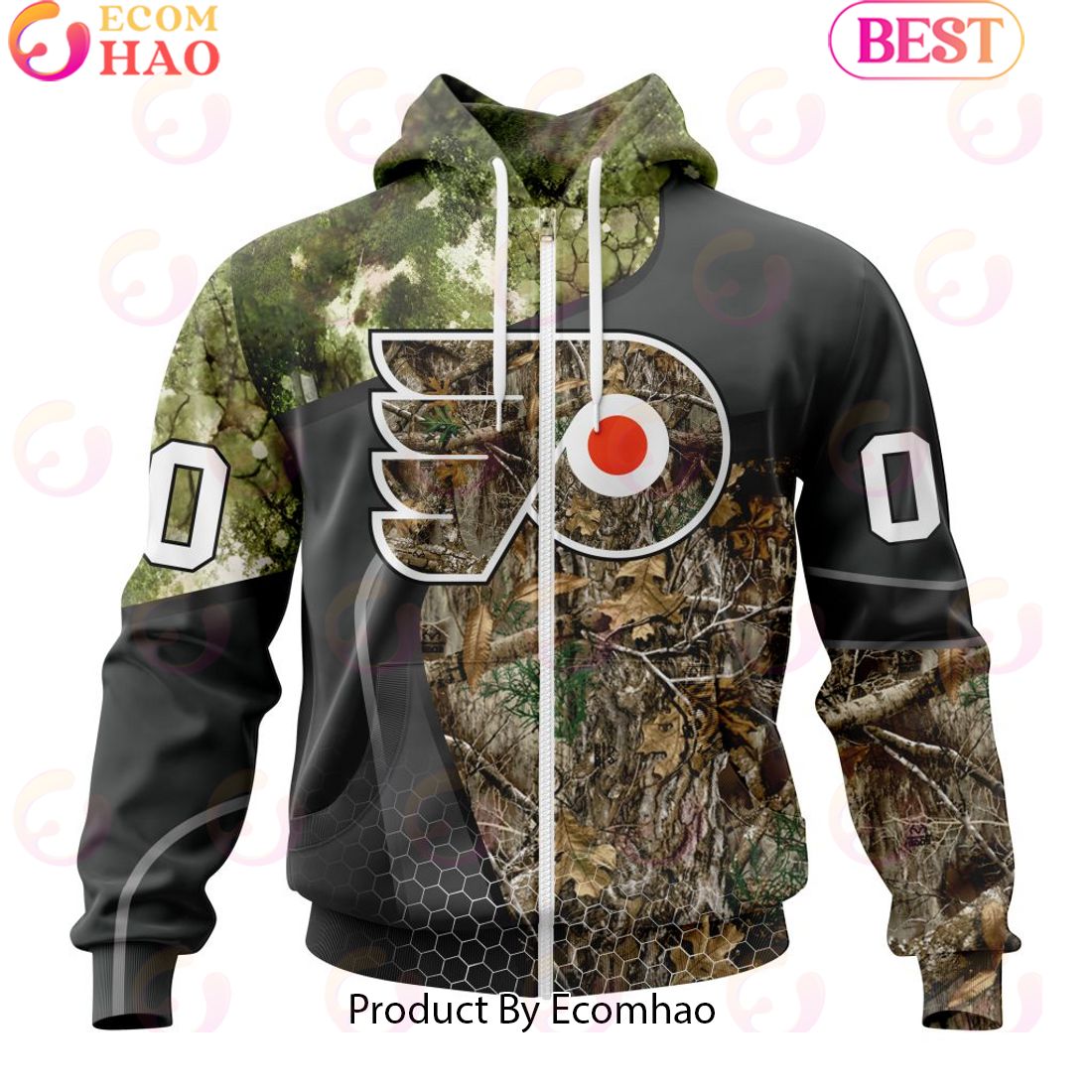 Personalized NHL Philadelphia Flyers Special Hunting Camo Design Full Printed Hoodie