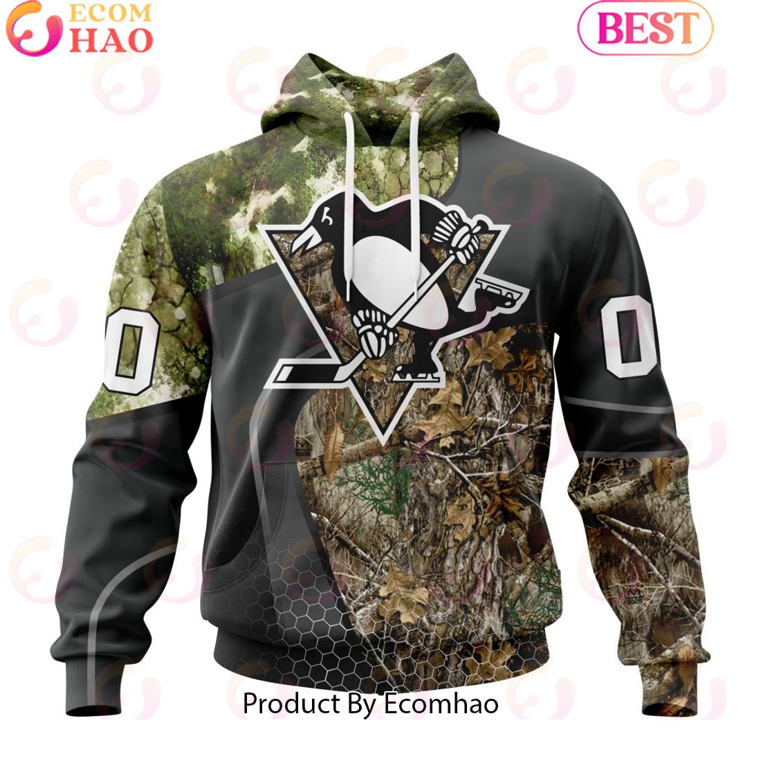 Personalized NHL Pittsburgh Penguins Special Hunting Camo Design Full Printed Hoodie