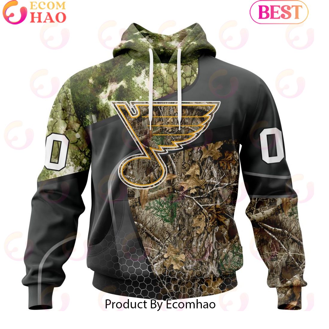 Personalized NHL St. Louis Blues Special Hunting Camo Design Full Printed Hoodie