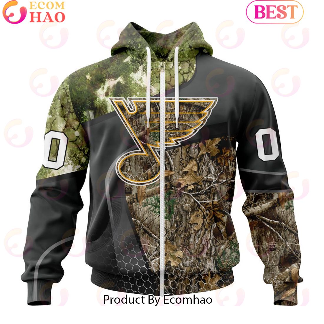 Personalized NHL St. Louis Blues Special Hunting Camo Design Full Printed Hoodie