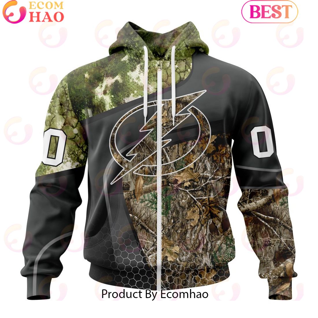 Personalized NHL Tampa Bay Lightning Special Hunting Camo Design Full Printed Hoodie