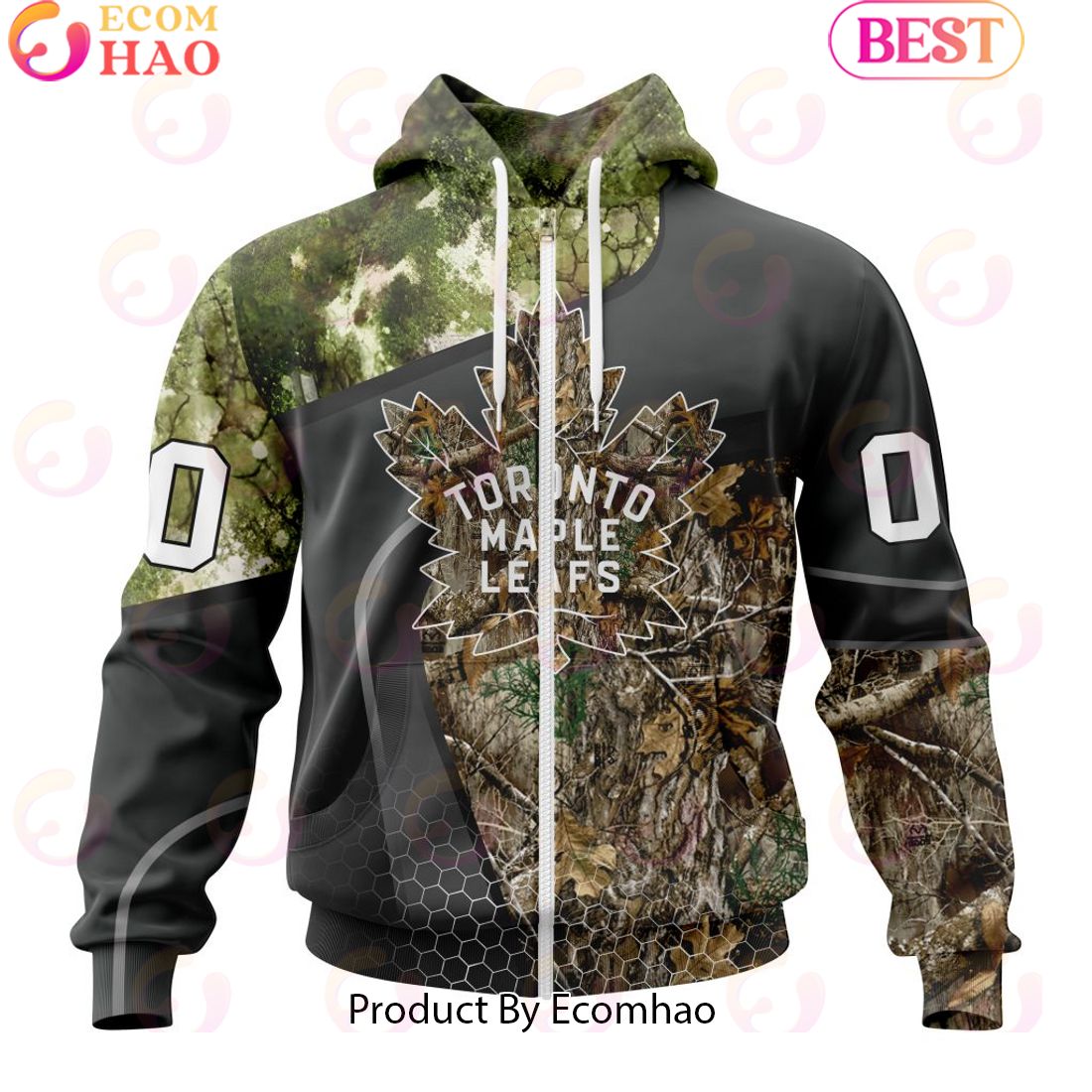 Personalized NHL Toronto Maple Leafs Special Hunting Camo Design Full Printed Hoodie