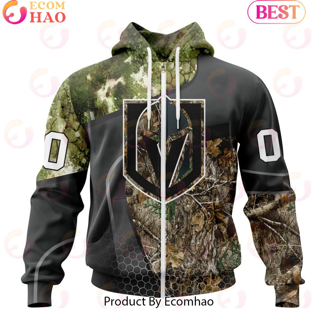 Personalized NHL Vegas Golden Knights Special Hunting Camo Design Full Printed Hoodie