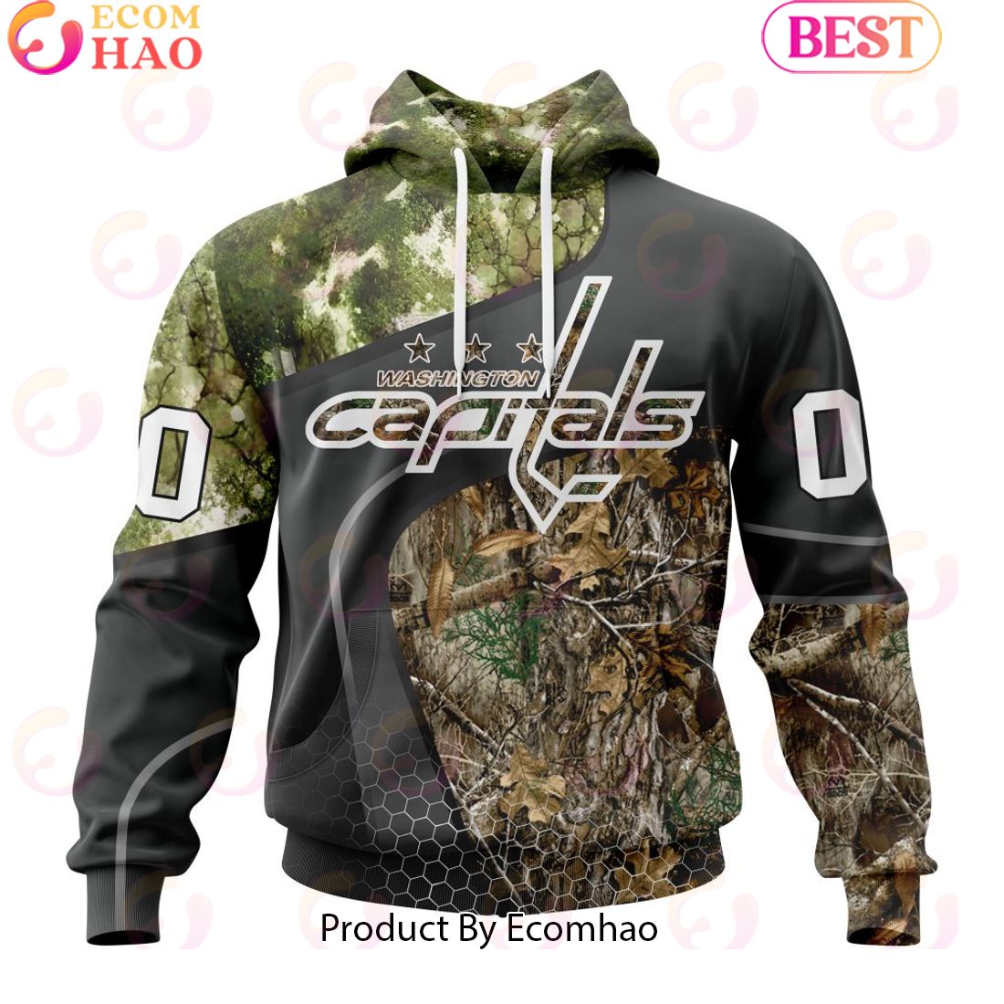 Personalized NHL Washington Capitals Special Hunting Camo Design Full Printed Hoodie