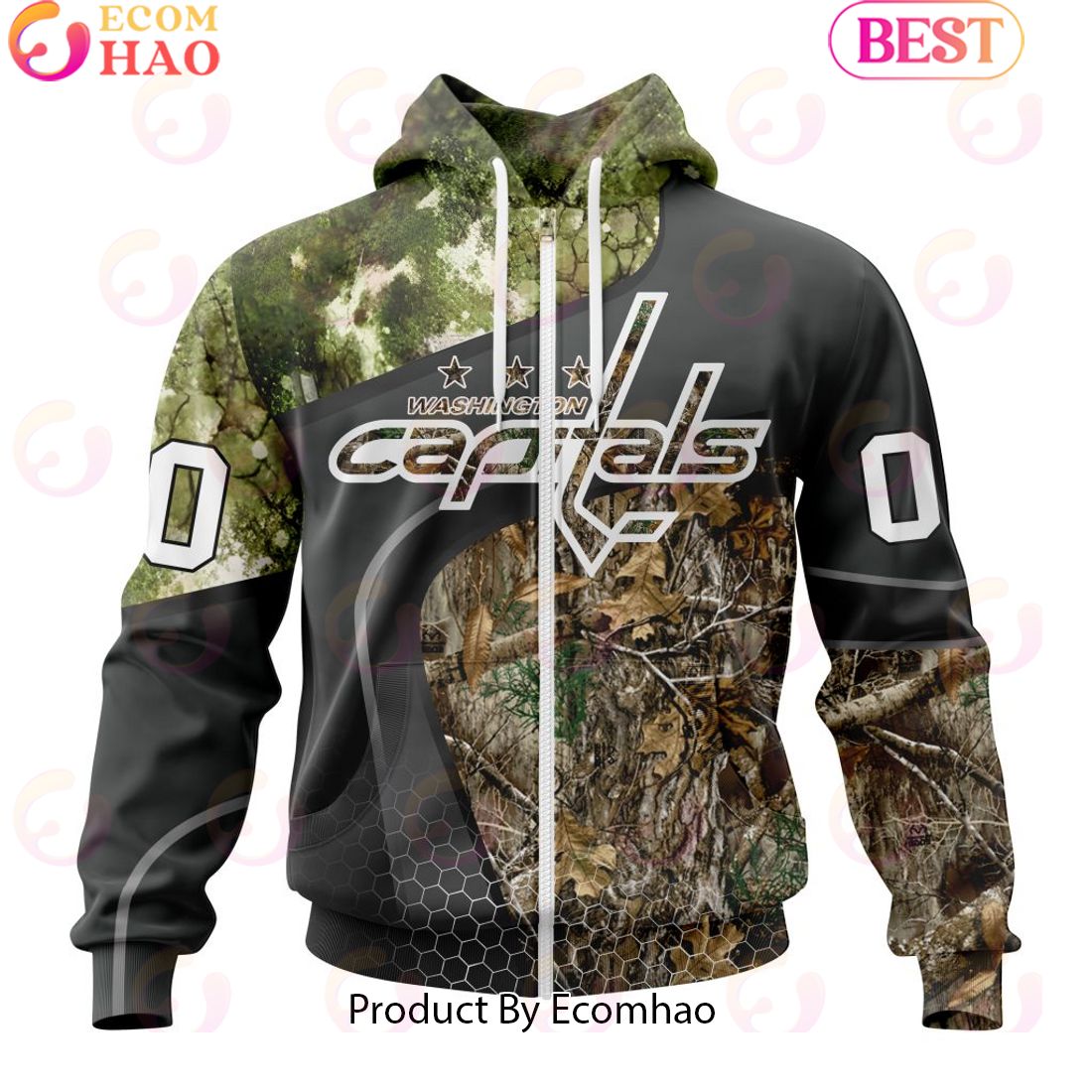 Personalized NHL Washington Capitals Special Hunting Camo Design Full Printed Hoodie