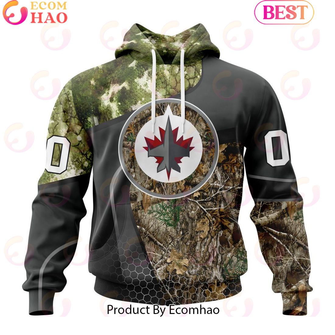 Personalized NHL Winnipeg Jets Special Hunting Camo Design Full Printed Hoodie