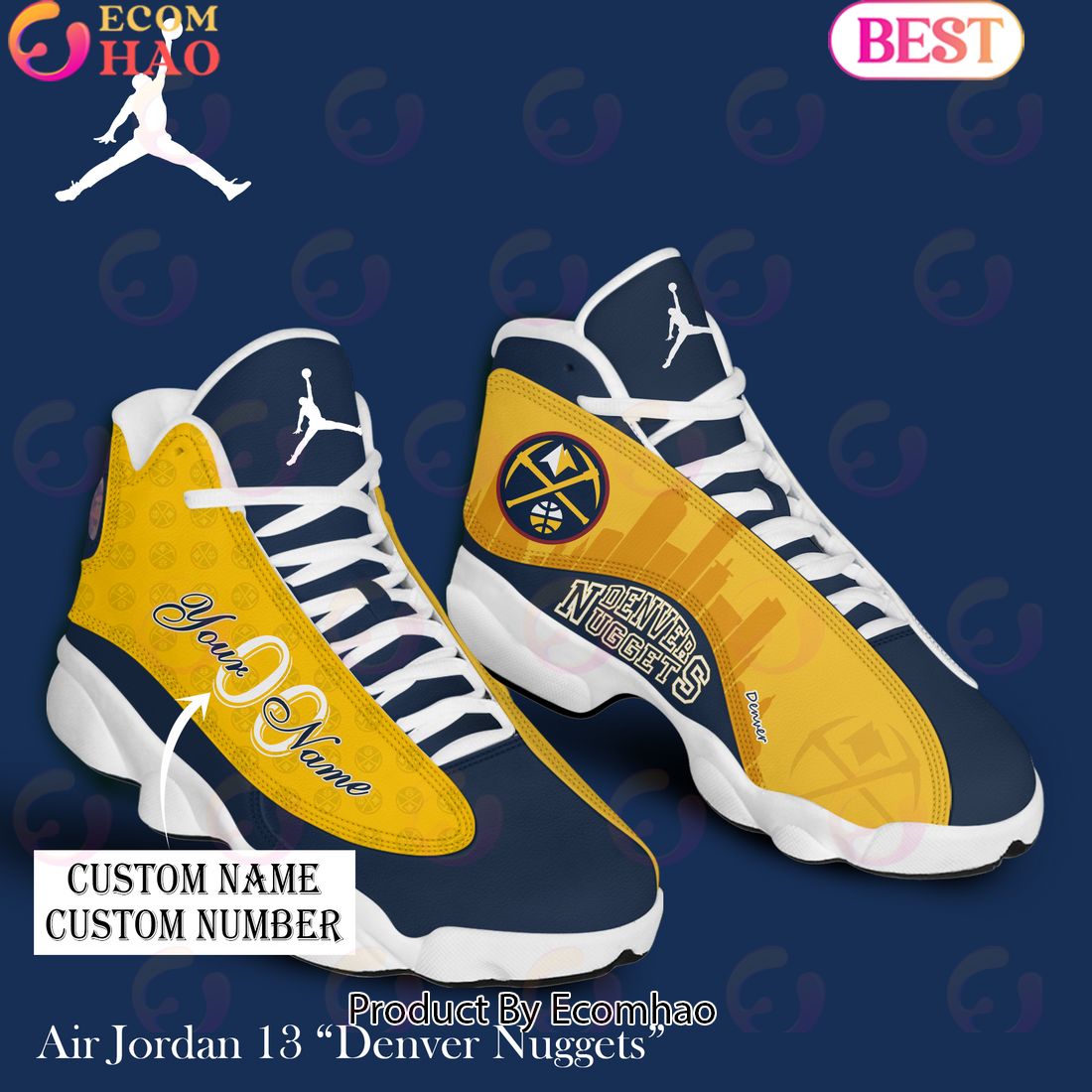 NBA Denver Nuggets Personalized Air Jordan 13 Limited Edition