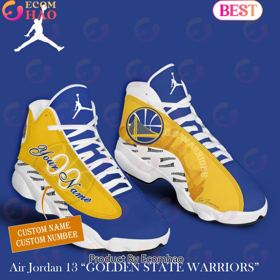 NBA Golden State Warriors Personalized Air Jordan 13 Limited Edition