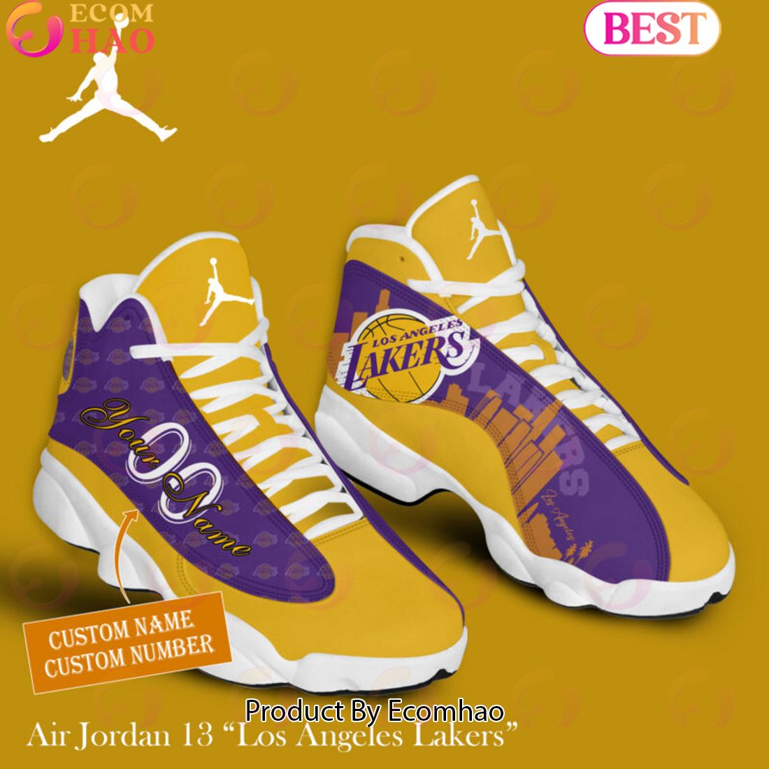 NBA Los Angeles Lakers Personalized Air Jordan 13 Limited Edition