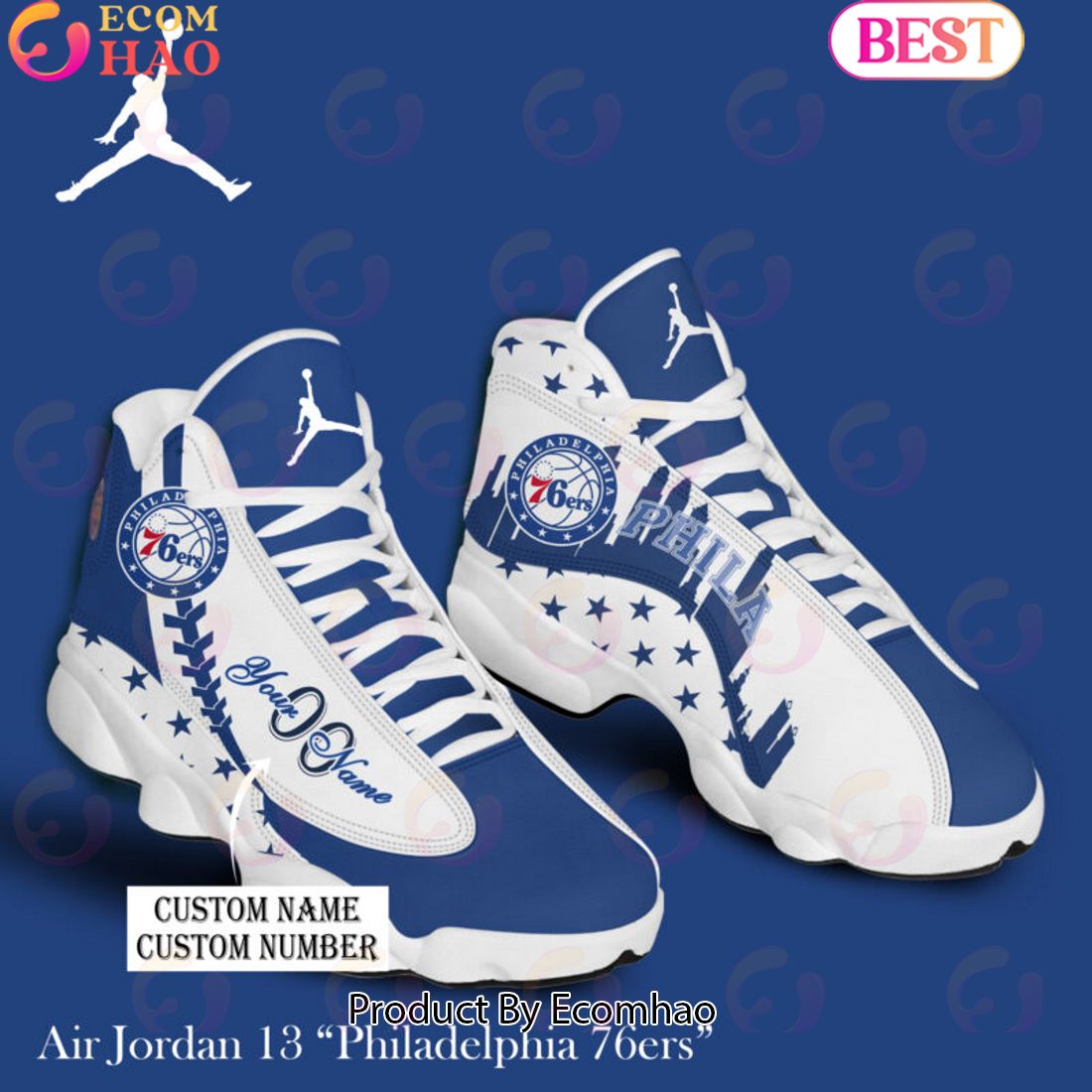 NBA Philadelphia 76Ers Personalized Name And Number Air Jordan 13