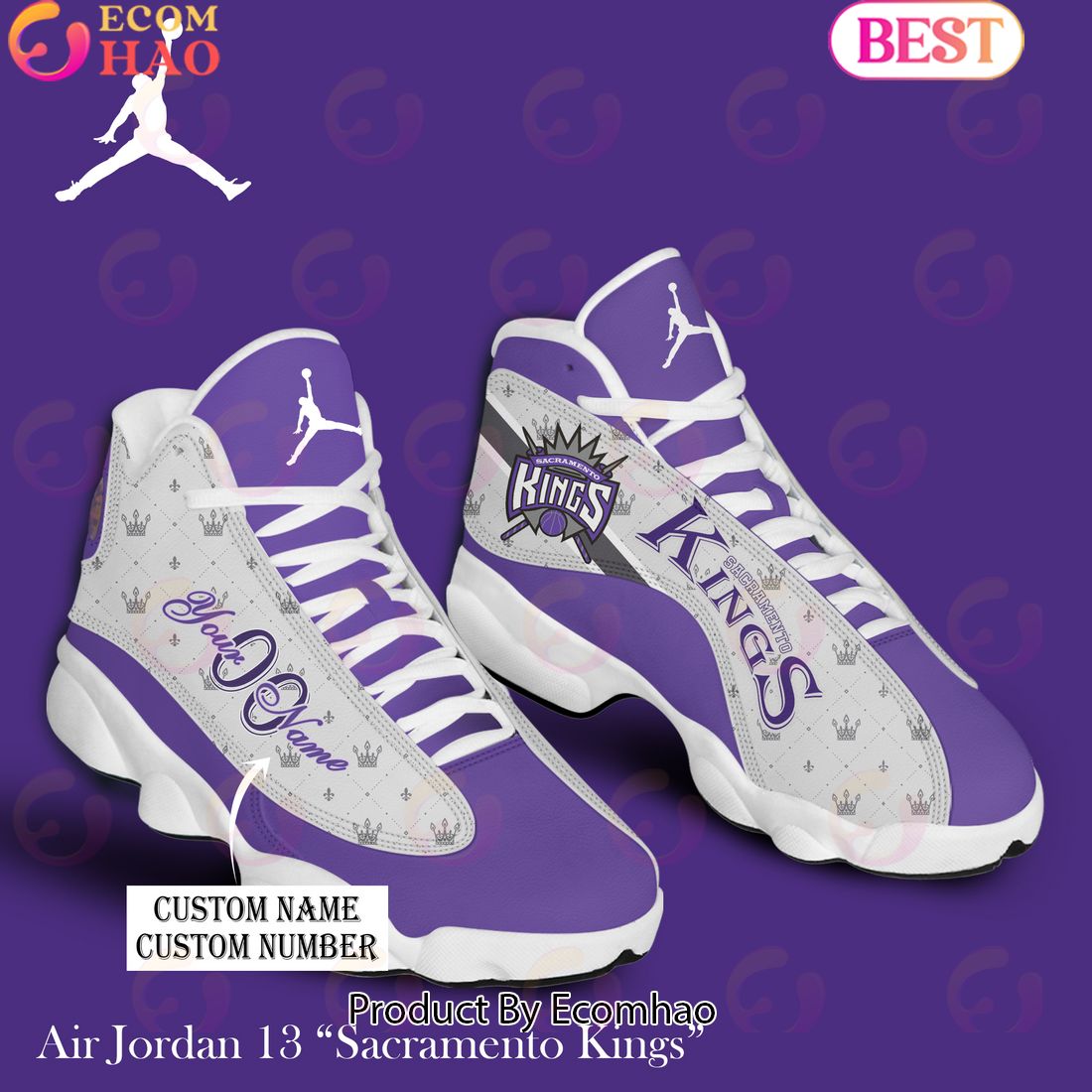 NBA Sacramento Kings Personalized Name And Number Air Jordan 13