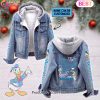 Custom Name Just A Girl Loves Goofy Designed Hooded Fleece Denim Jacket