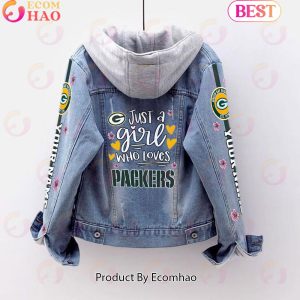 Custom Name Just A Girl Loves Packers Designed Fleece Hooded Denim Jacket