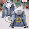 Custom Name Never Mess With the KC Chiefs Designed Fleece Hooded Denim Jacket