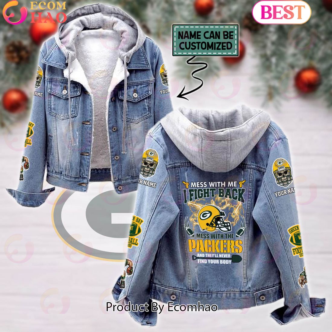 Custom Name Just A Girl Loves Tweety Designed Hooded Fleece Denim Jacket