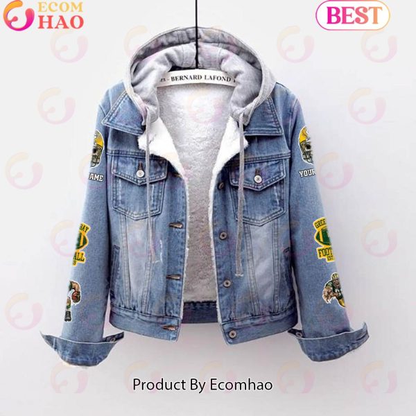 Custom Name Never Mess With the Packers Designed Fleece Hooded Denim Jacket