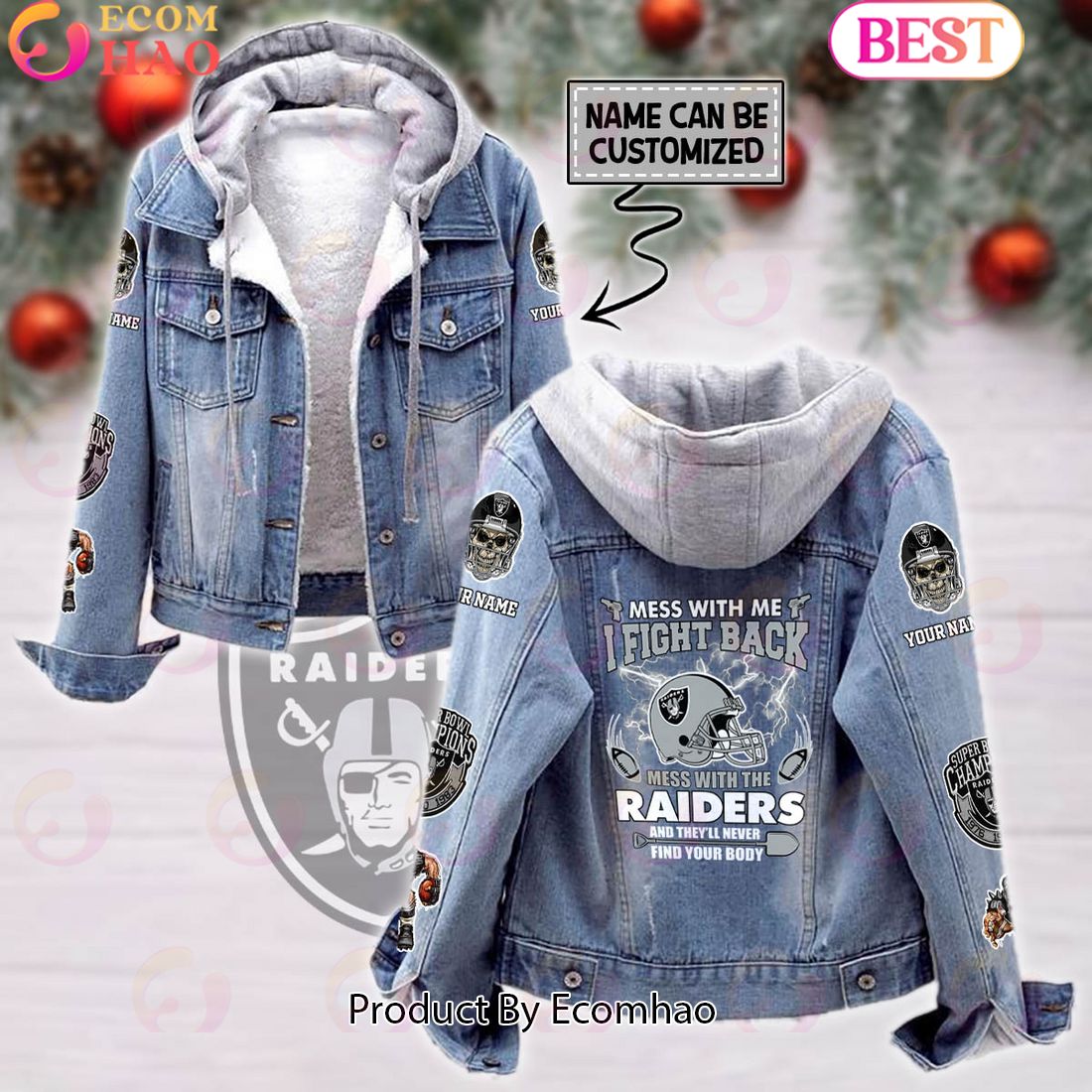 Custom Name Never Too Old For Mickey Mouse Designed Hooded Fleece Denim Jacket