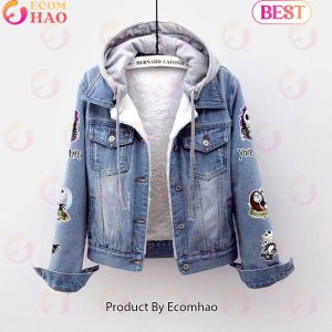 Custom Name Never Underestimate A Woman Loves Jack Skellington Designed Hooded Fleece Denim Jacket