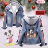 Custom Name Mickey Mouse Is My Spirit Animal Designed Hooded Fleece Denim Jacket