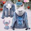 Custom Name Scooby-Doo Pink Flower Pattern Designed Hooded Fleece Denim Jacket