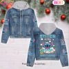 Custom Name Tinker Bell Pink Flower Pattern Designed Hooded Fleece Denim Jacket