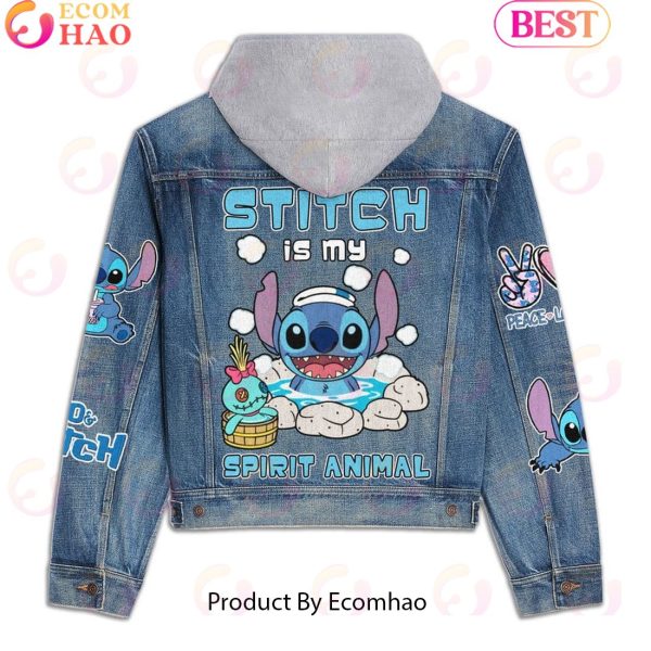 Stitch Pattern Designed Hooded Fleece Denim Jacket