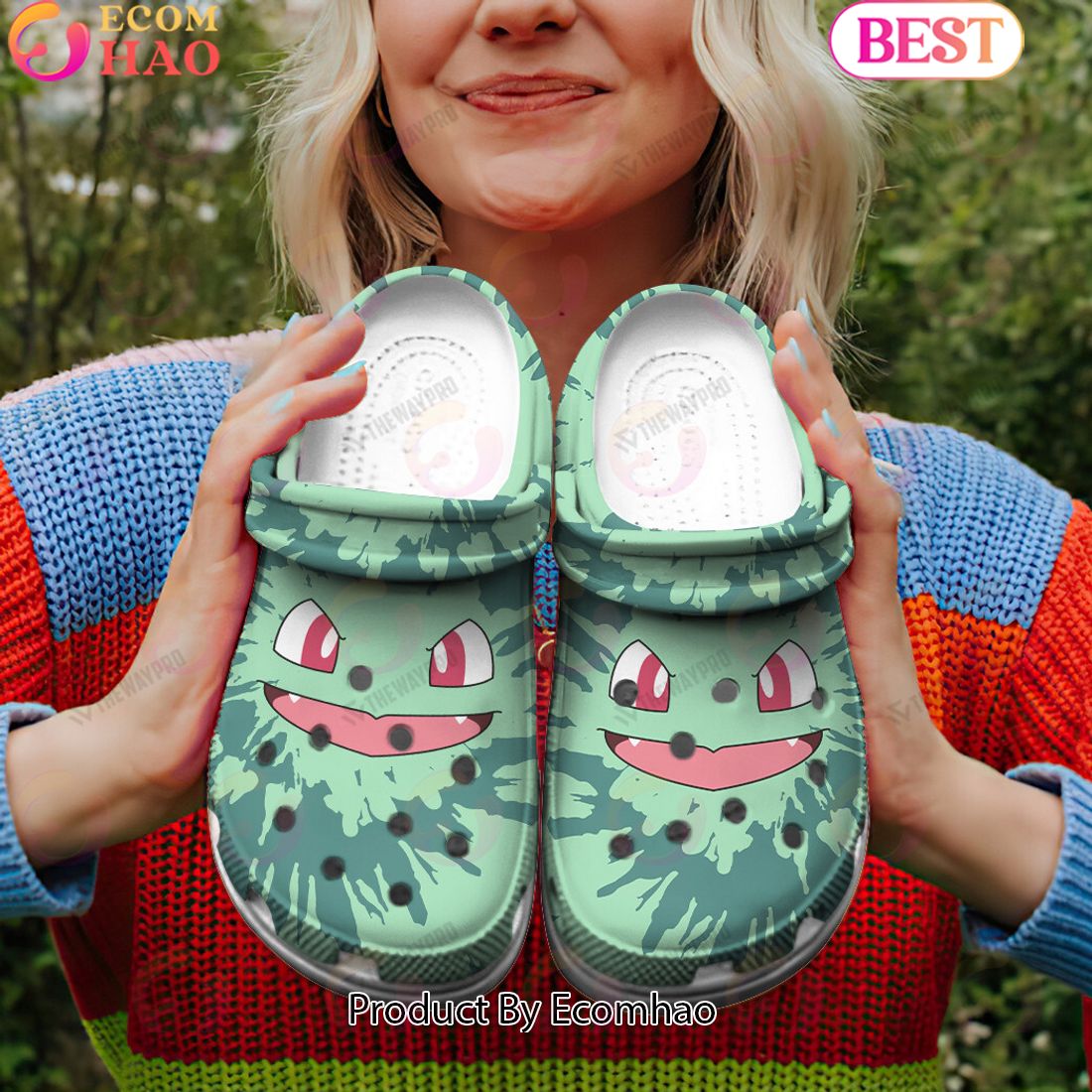 Bulbasaur Tie Dye Face Custom Classic Clogs