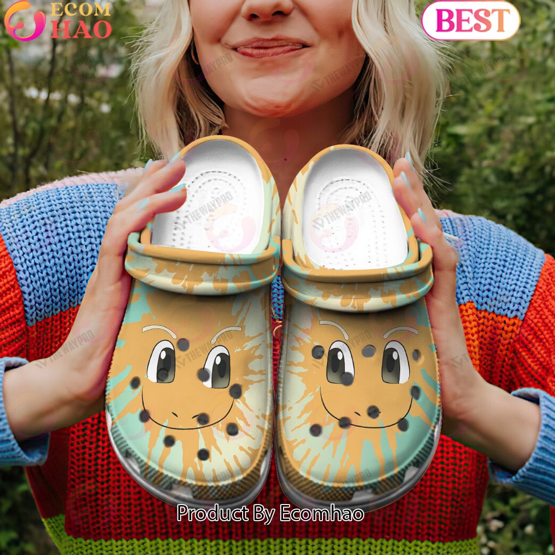 Dragonite Tie Dye Face Custom Classic Clogs