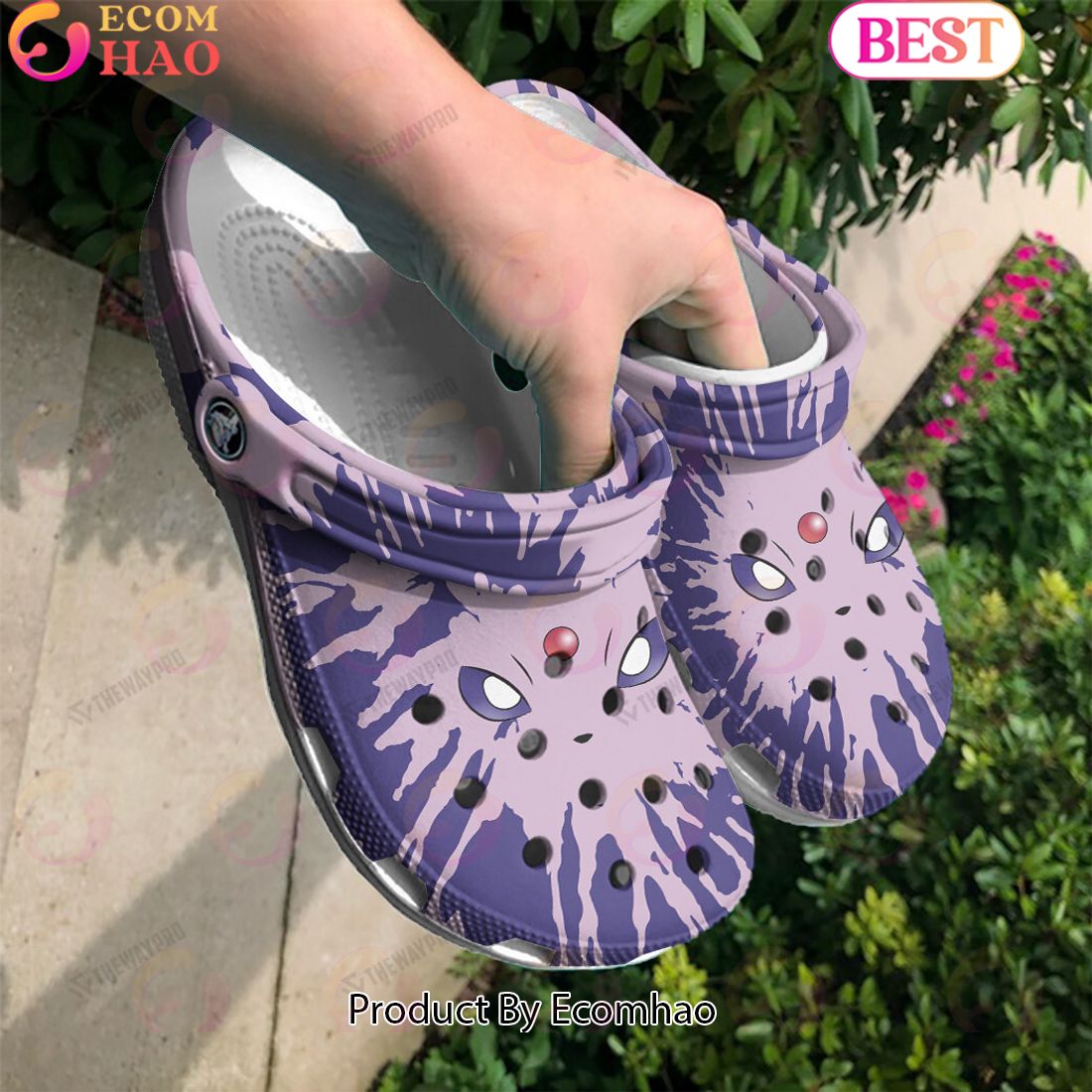 Espeon Custom Tie Dye Face Classic Clogs