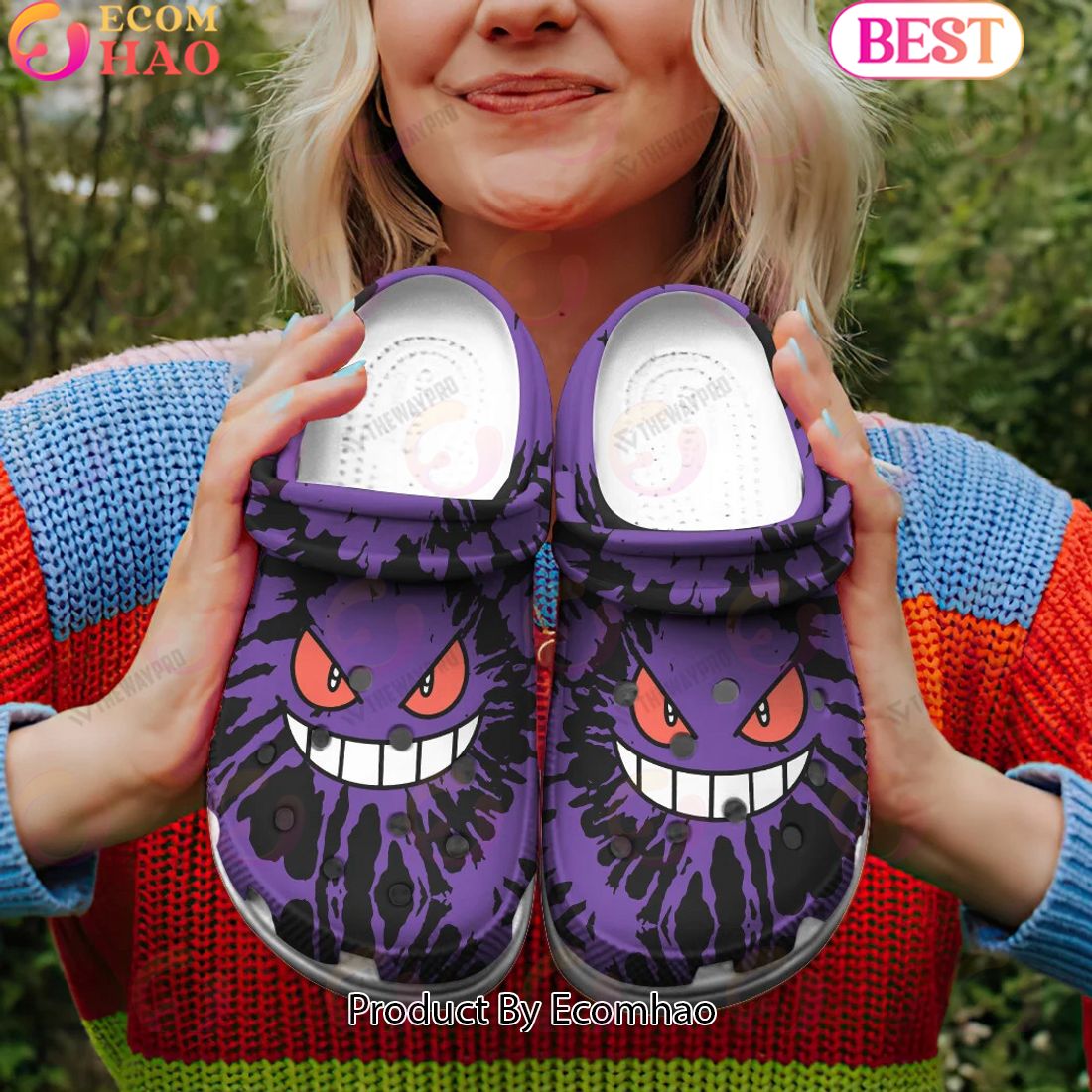 Gengar Tie Dye Face Custom Classic Clogs