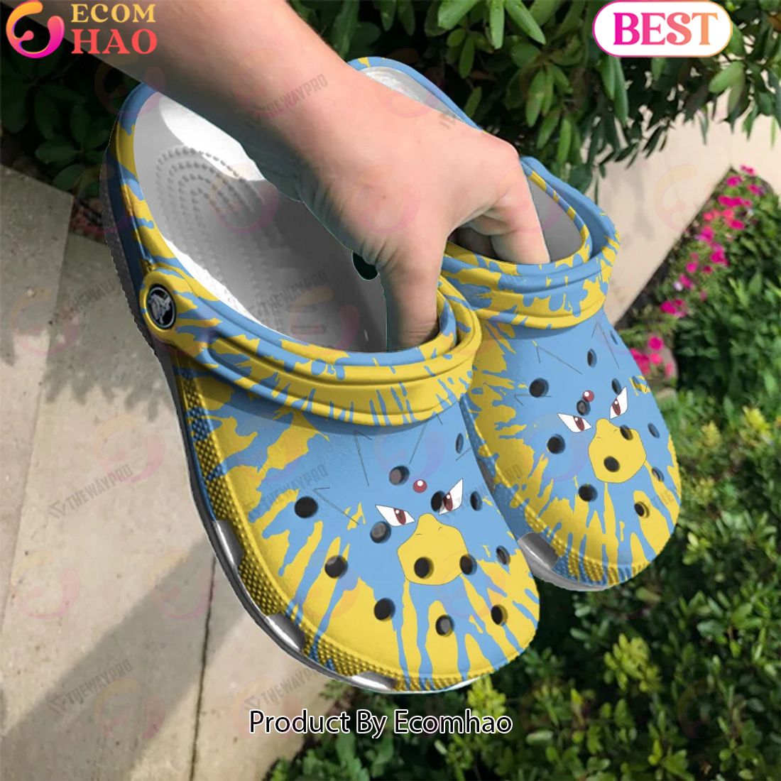 Golduck Tie Dye Face Custom Classic Clogs