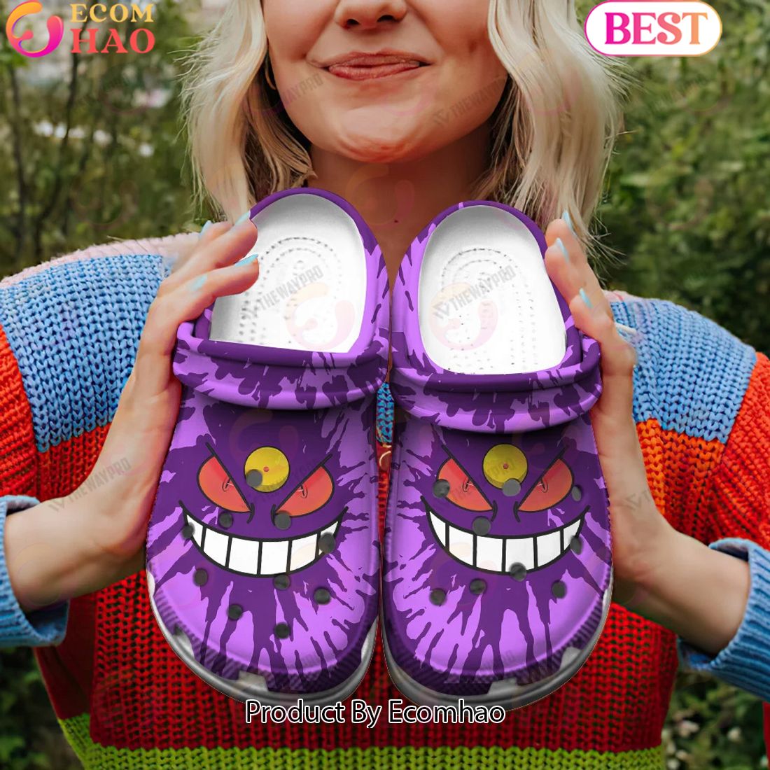 Mega Gengar Tie Dye Face Custom Classic Clogs