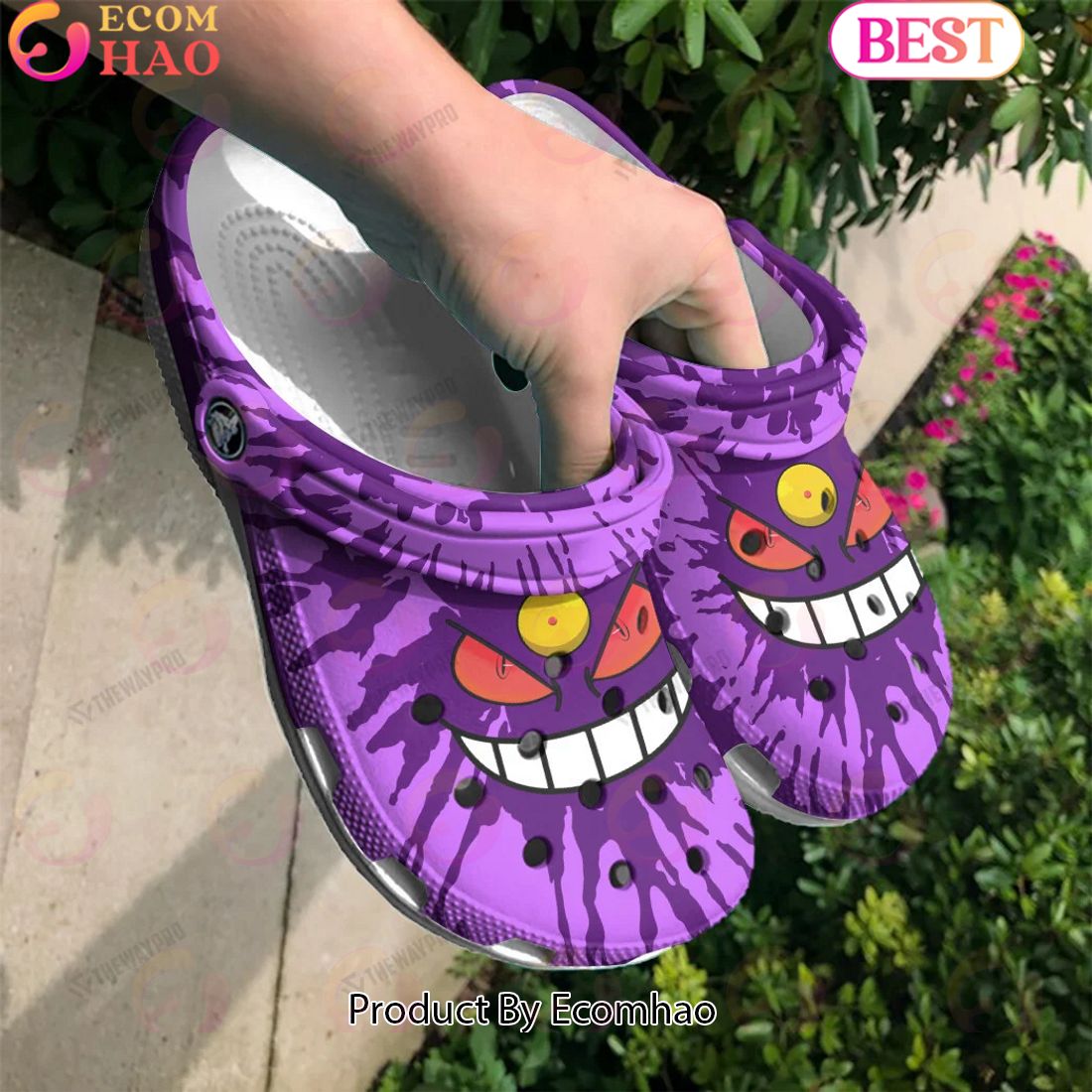 Mega Gengar Tie Dye Face Custom Classic Clogs