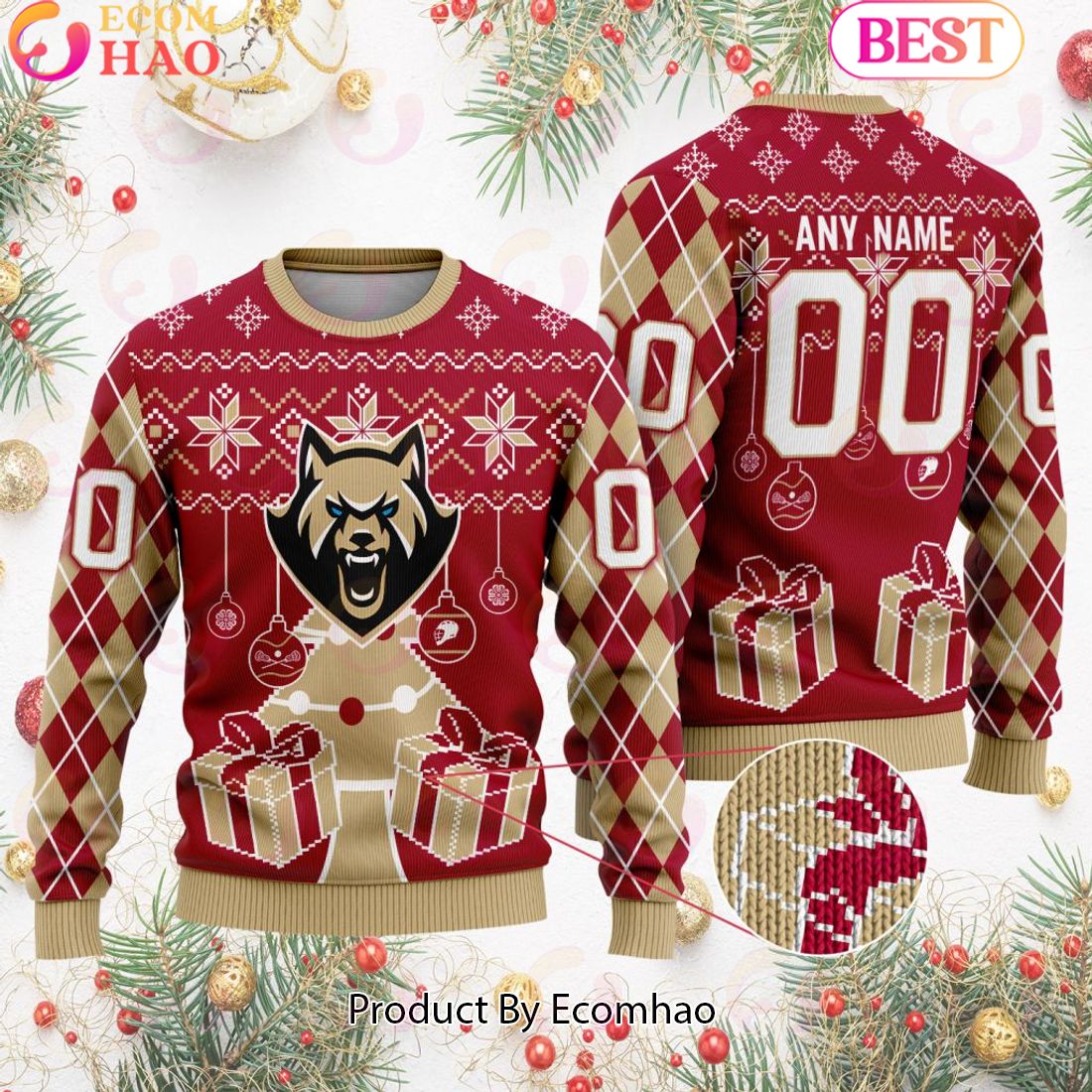 Albany FireWolves Special Design Merry Matchup Light-Up Ugly Christmas Sweater