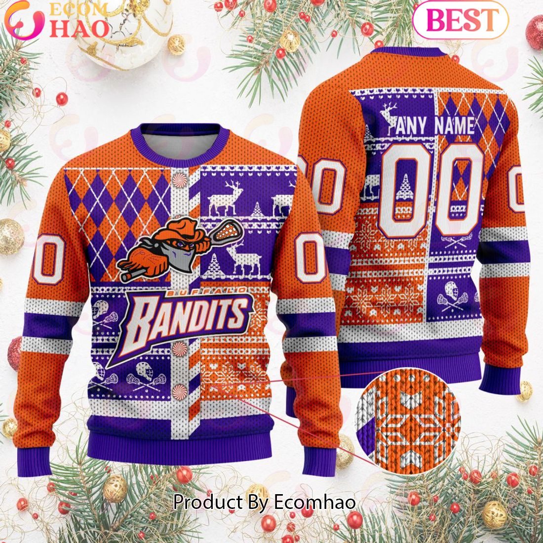 Buffalo Bandits Special Design Merry Matchup Light-Up Ugly Christmas Sweater