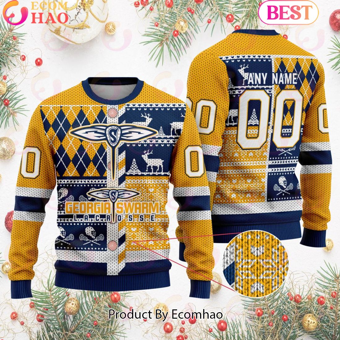 Georgia Swarm Special Design Big Logo Ugly Christmas Sweater