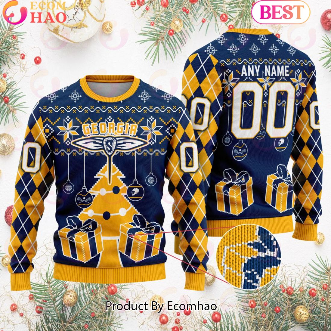 Georgia Swarm Special Design Merry Matchup Light-Up Ugly Christmas Sweater