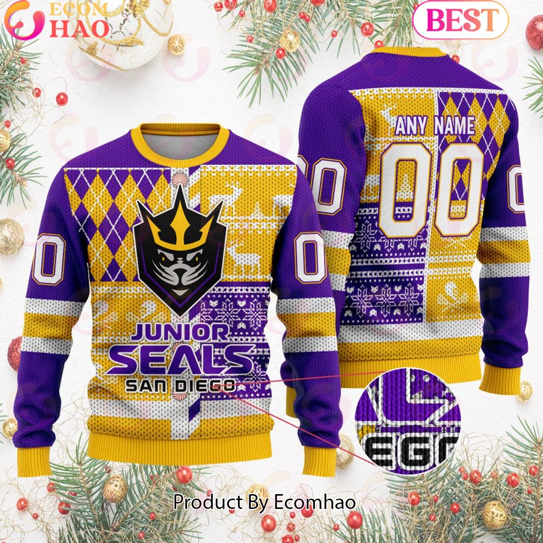 San Diego Seals Special Design Big Logo Ugly Christmas Sweater