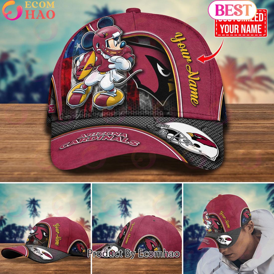 NFL Arizona Cardinals Mickey Cap Trending New Arrivals Custom Cap