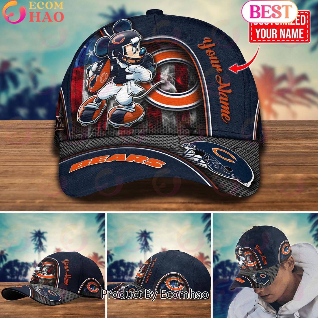 NFL Chicago Bears Mickey Cap Trending New Arrivals Custom Cap