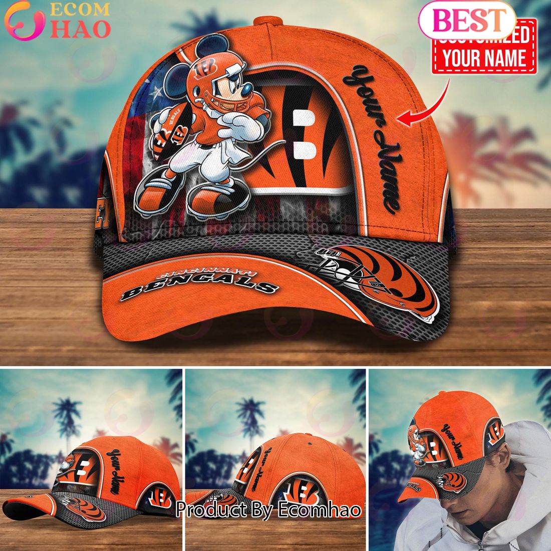 NFL Cincinnati Bengals Mickey Cap Trending New Arrivals Custom Cap