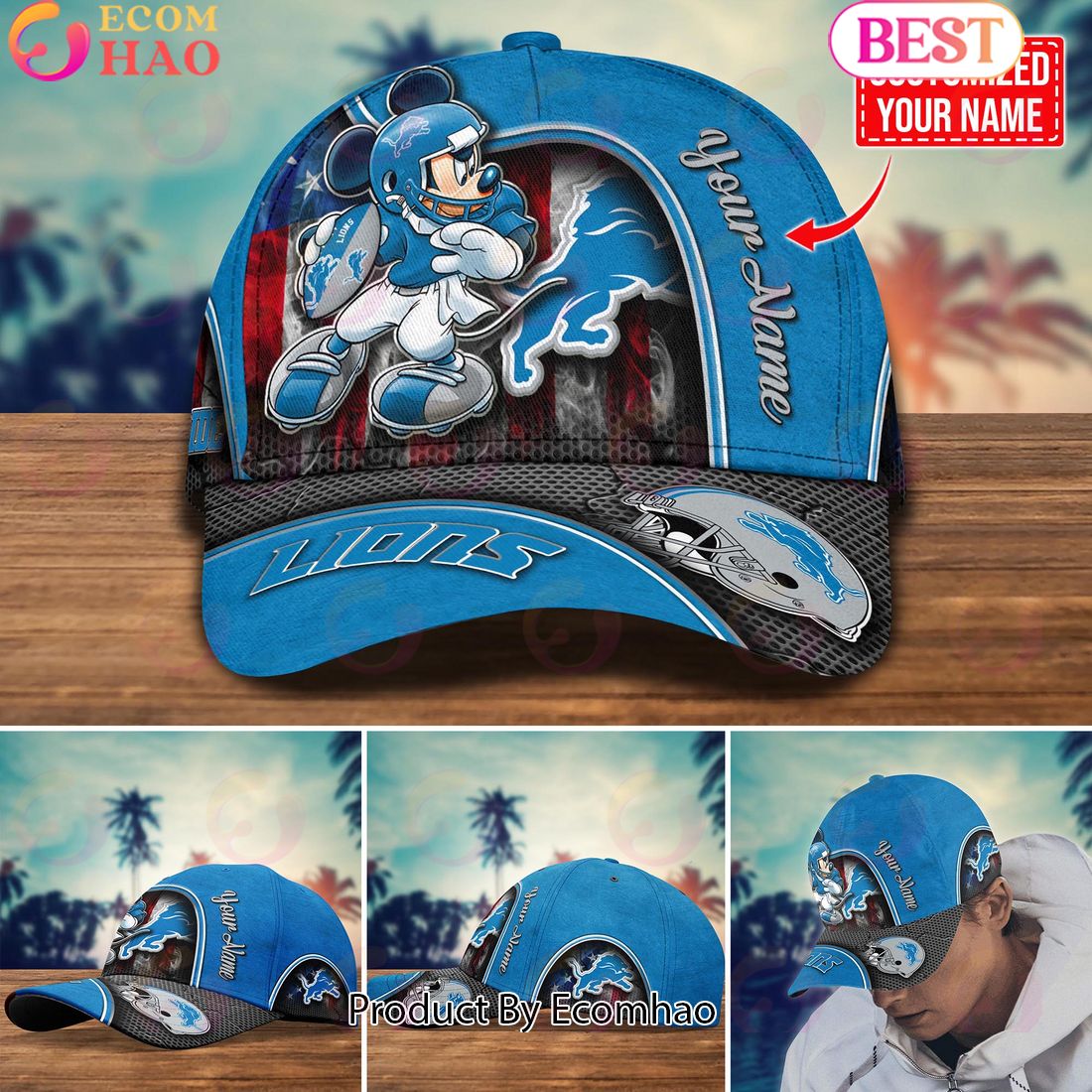 NFL Detroit Lions Mickey Cap Trending New Arrivals Custom Cap