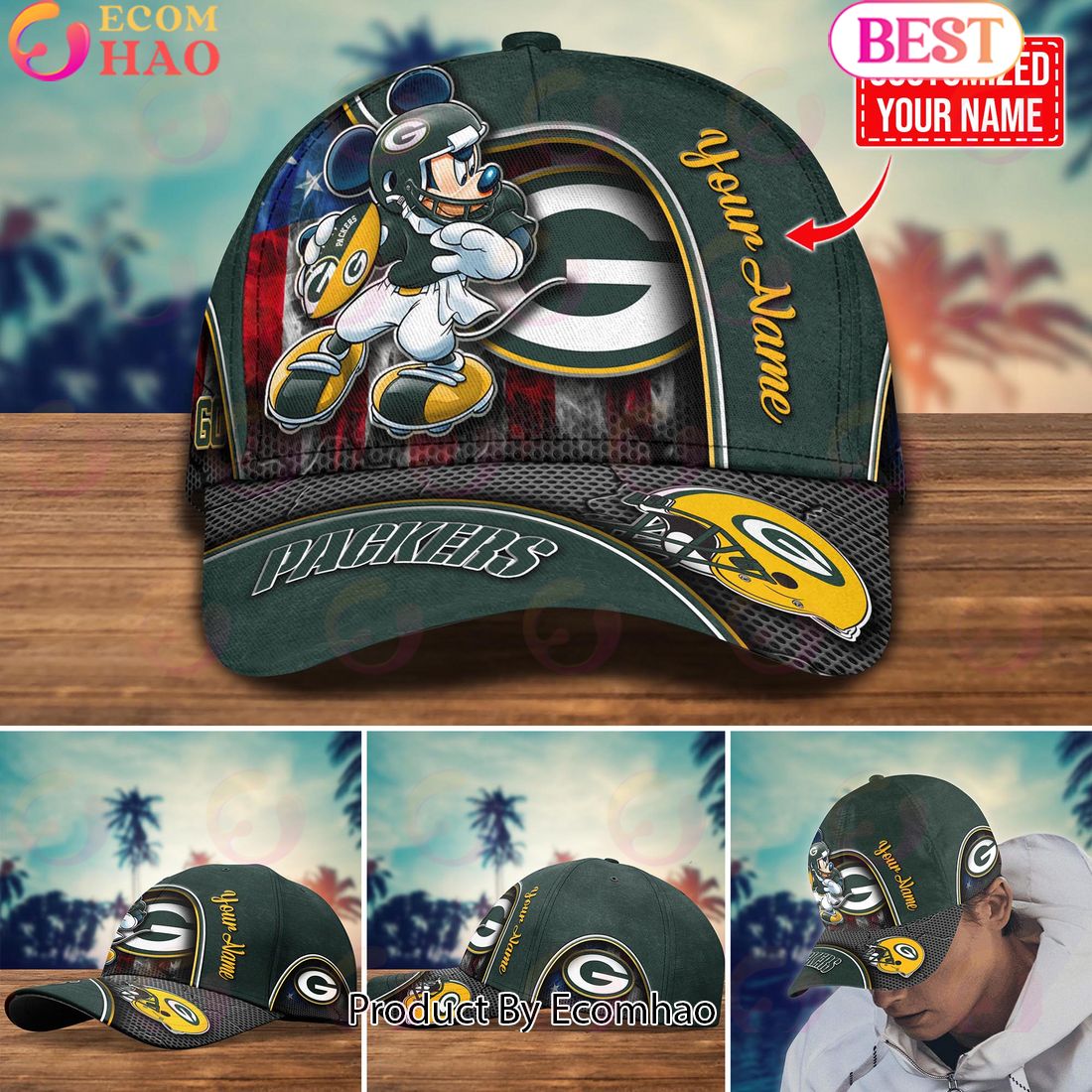 NFL Green Bay Packers Mickey Cap Trending New Arrivals Custom Cap