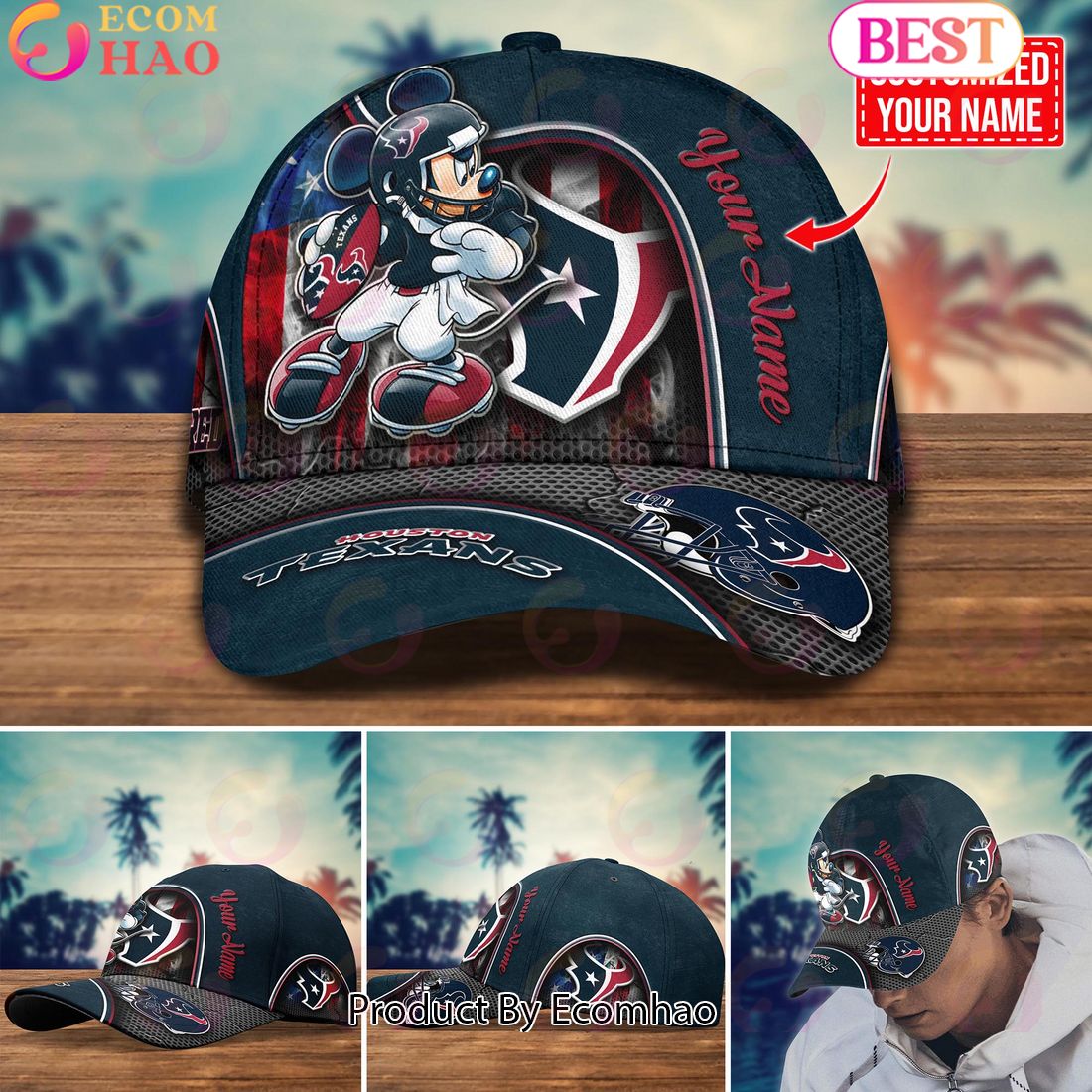 NFL Houston Texans Mickey Cap Trending New Arrivals Custom Cap