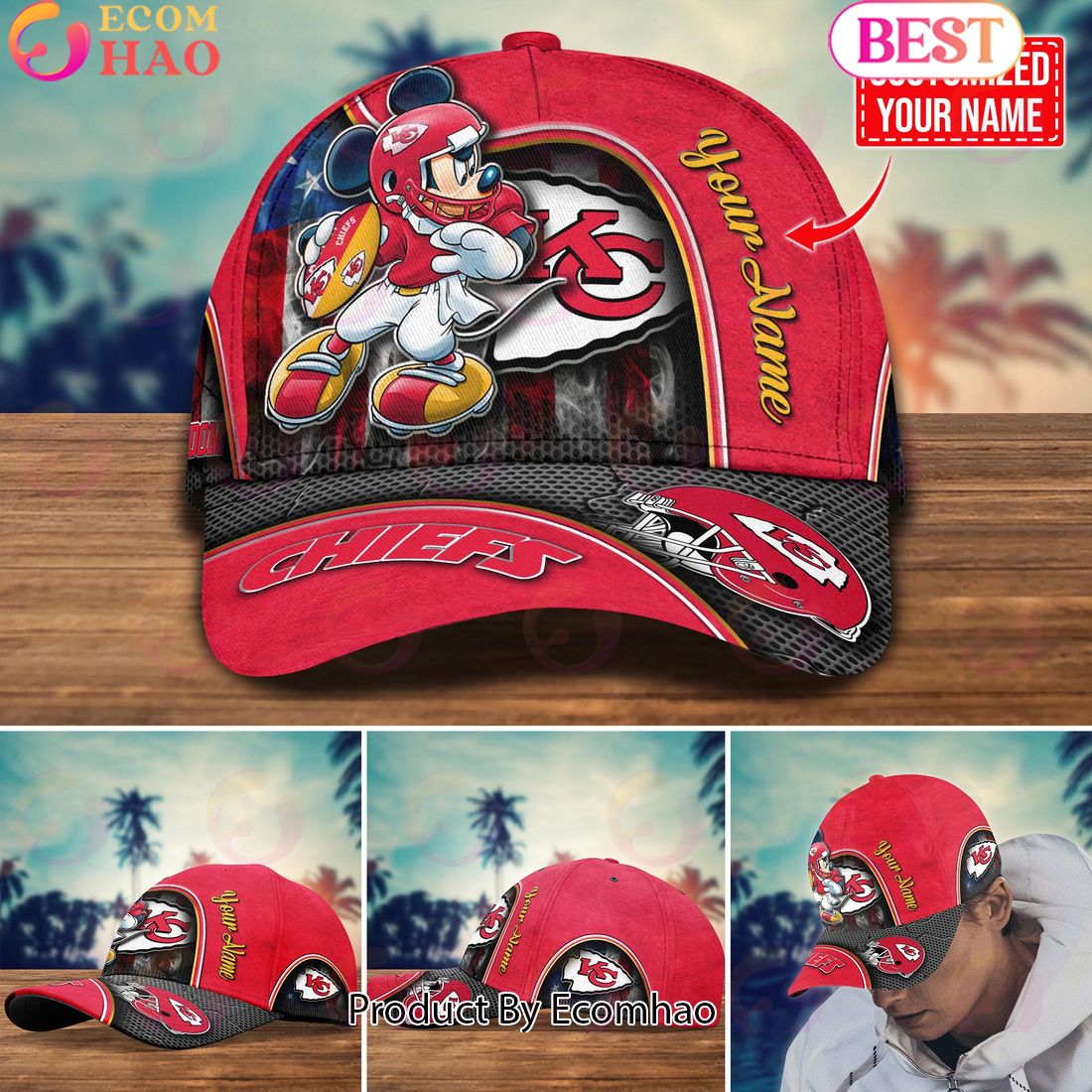 NFL Kansas City Chiefs Mickey Cap Trending New Arrivals Custom Cap