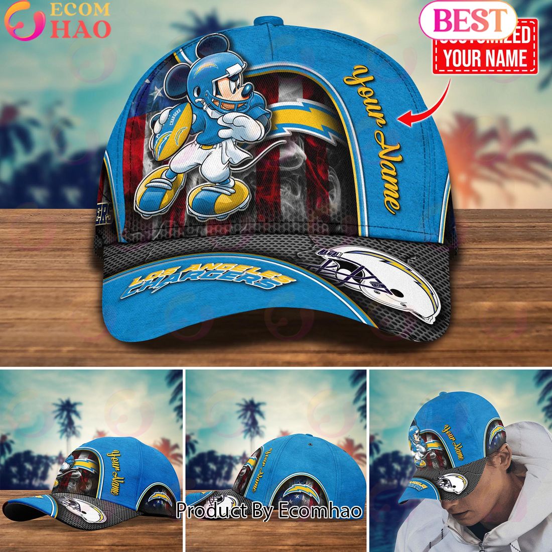 NFL Los Angeles Chargers Mickey Cap Trending New Arrivals Custom Cap